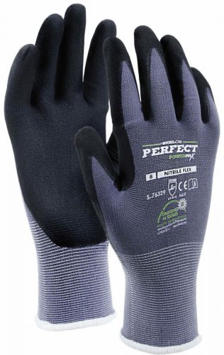 Munkavédelmi kesztyű, nylon, méret:7, NITRILE FLEX, STALCO PERFECT